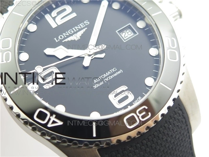 Conquest L3.840.4.56.6 Real Ceramic Bezel SS ZF 1:1 Best Edition Black dial On Rubber Strap A2824